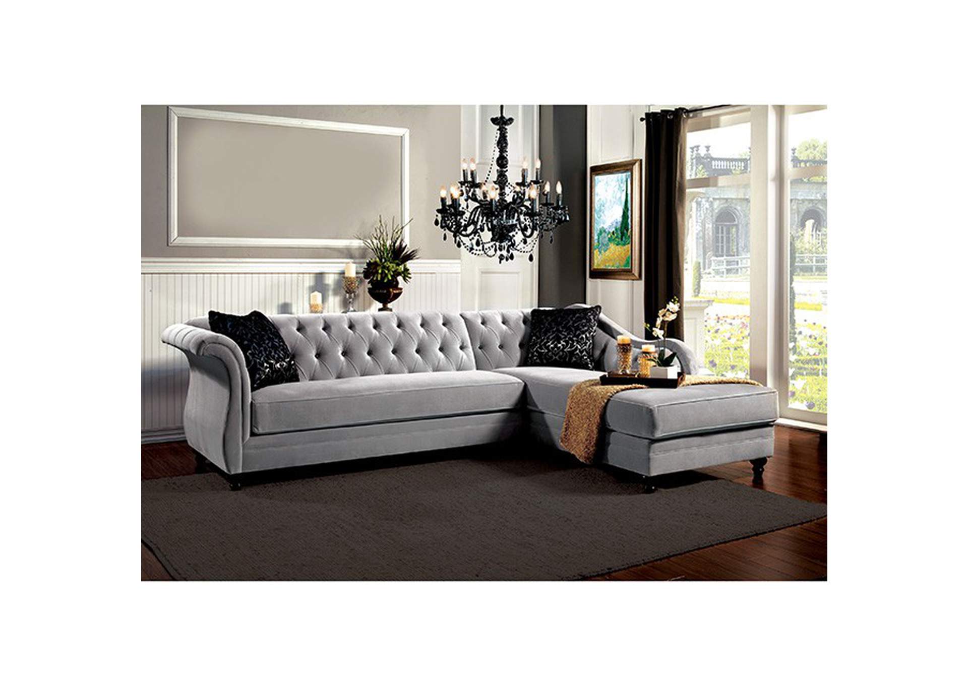 Rotterdam Warm Gray Sectional,Furniture of America