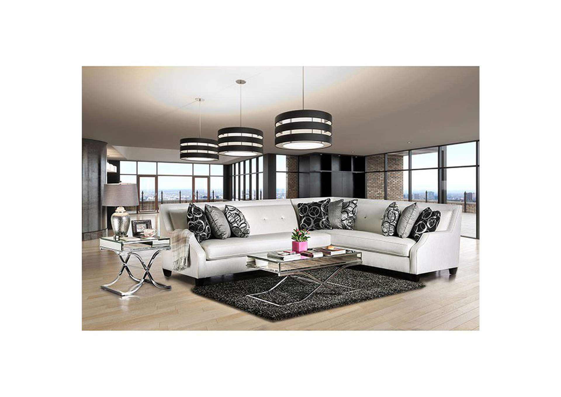 Betria Silver Sectional,Furniture of America