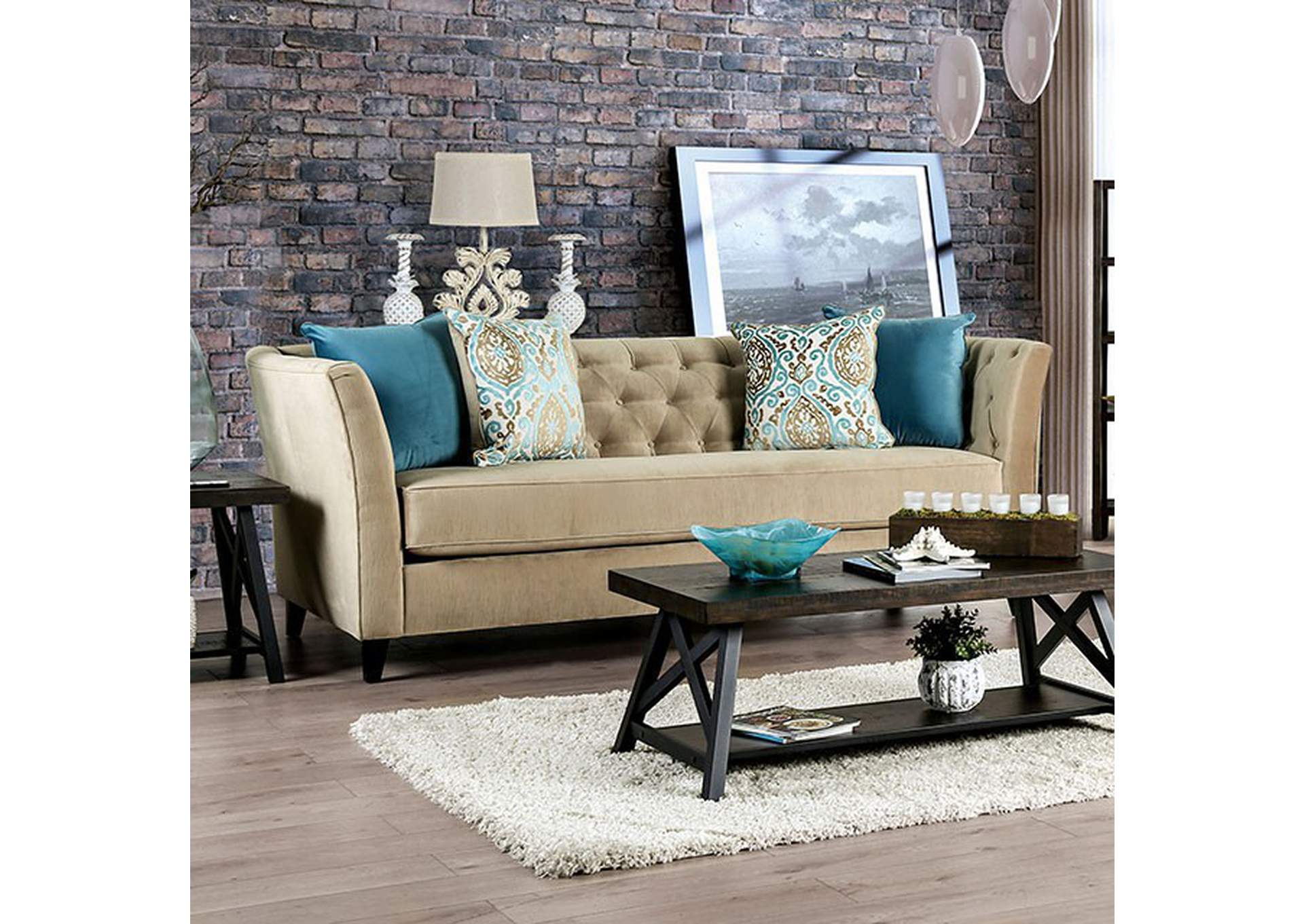 Monaghan Camel Sofa,Furniture of America
