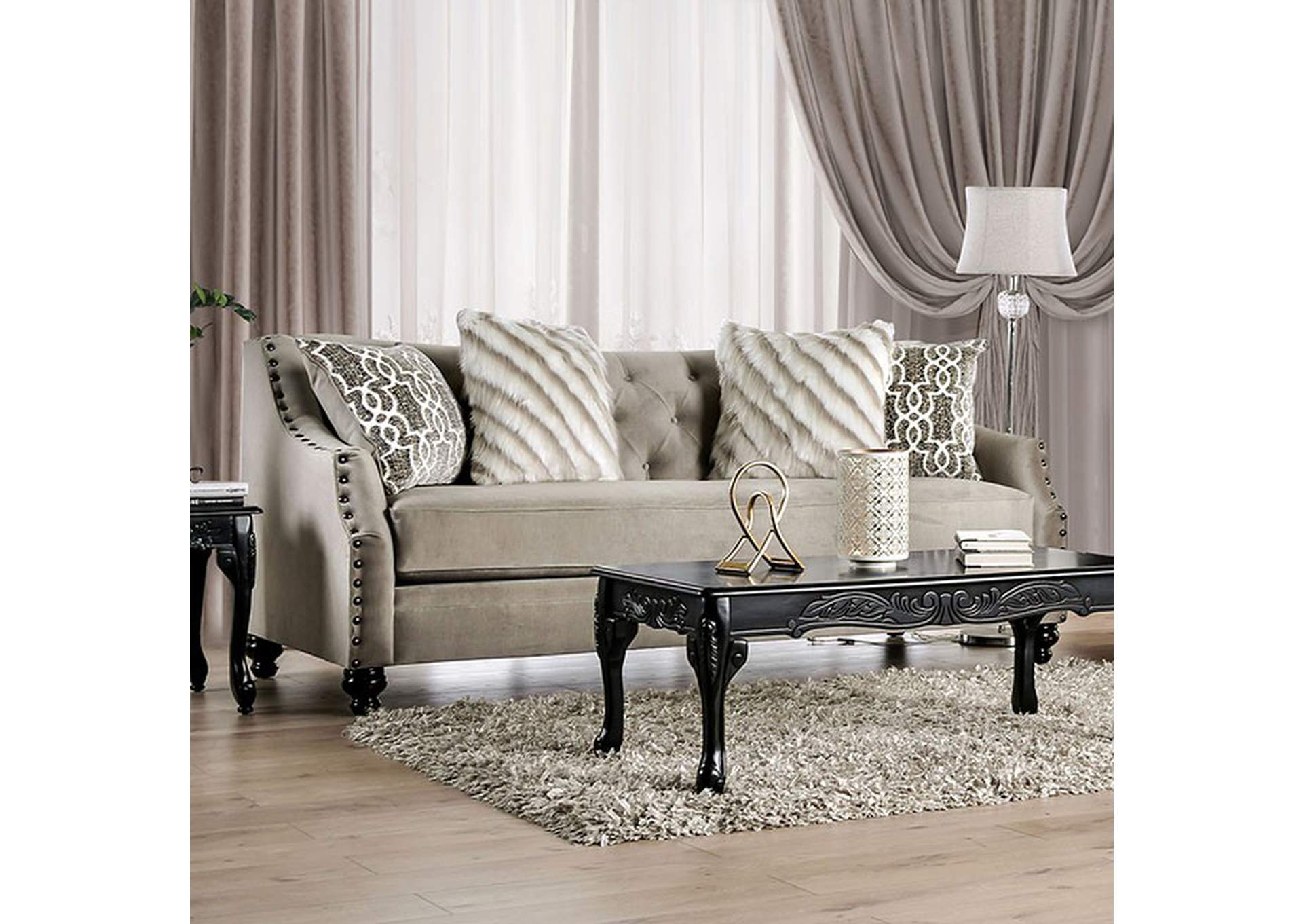 Ezrin Light Brown Sofa,Furniture of America