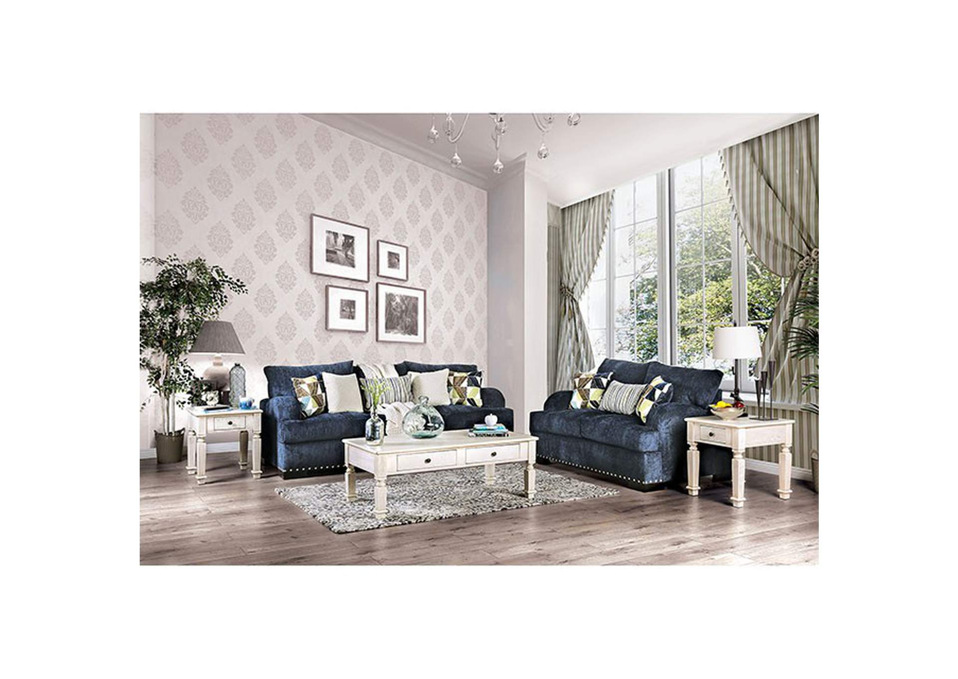 Zayla Navy Sofa,Furniture of America