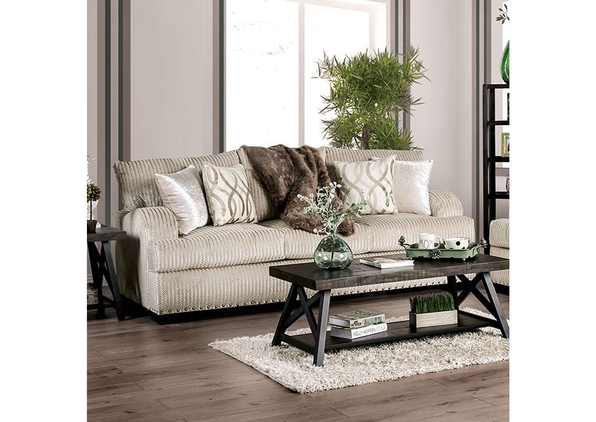 Zayla Golden Ivory Sofa,Furniture of America