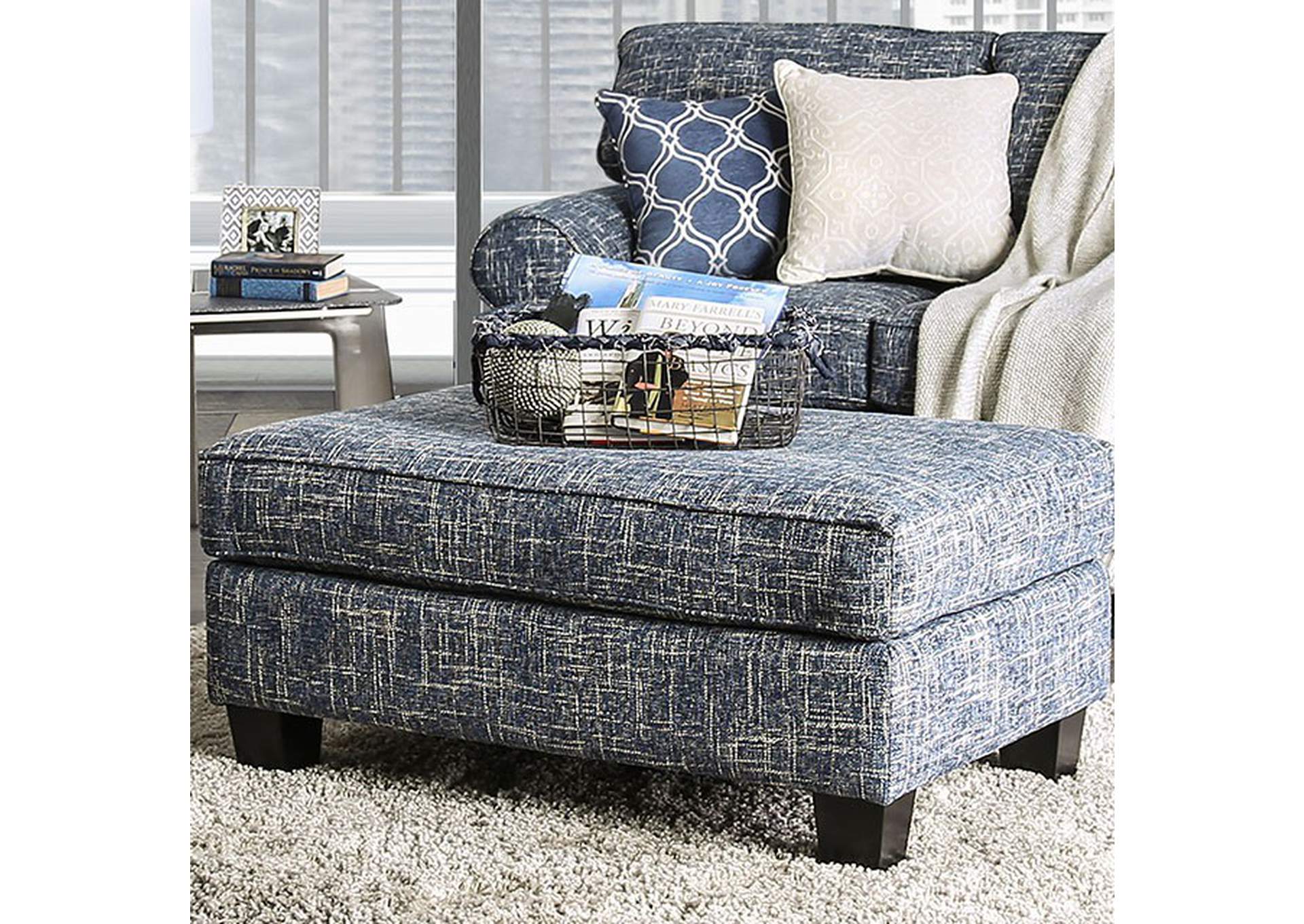 Pierpont Blue Ottoman,Furniture of America