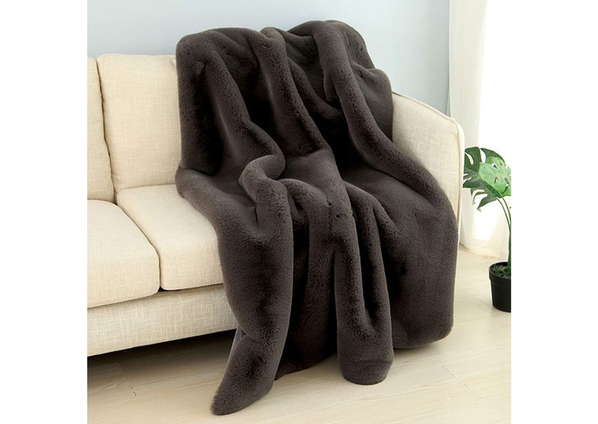 Caparica Charcoal Throw Blanket,Furniture of America