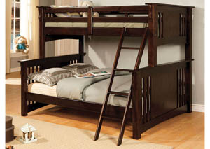 Spring Creek Dark Walnut Full Bunk Bed w/Dresser and Mirror