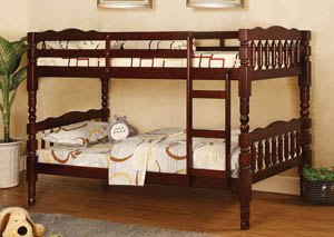 Catalina Cherry Twin Bunk Bed w/Dresser and Mirror