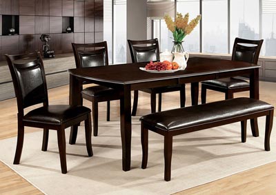 Woodside Dark Cherry Extension Leaf Dining w/4 Side Chair & Bench,Furniture of America
