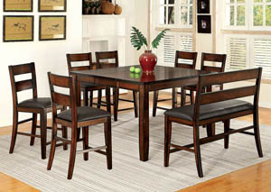 Image for Dickinson II Dark Cherry 1x18 Leaf Counter Table w/6 Counter Chair and Bench