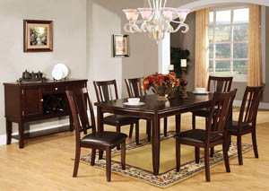 Edgewood l Espresso Extension Leaf Dining Table w/6 Side Chair