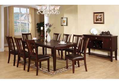 Edgewood l Espresso Extension Leaf Dining Table w/8 Side Chair