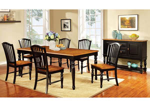 Mayville Black/Antique Oak Extension Dining Table w/6 Side Chair,Furniture of America