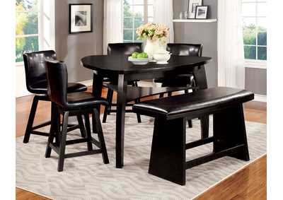 Image for Hurley Black Counter Table w/Bench and 4 Counter Chair