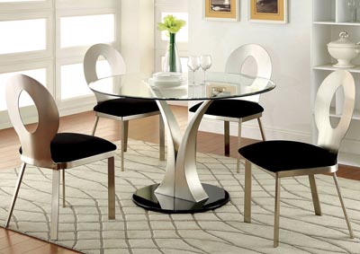 Valo Silver/Black Dining Table w/4 Side Chair,Furniture of America