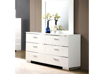 Malte White Dresser and Mirror,Furniture of America