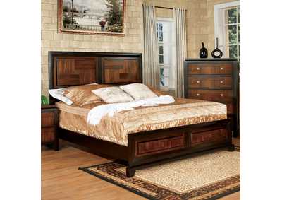 Image for Patra Acacia & Walnut Full Panel Bed w/Dresser and Mirror