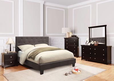 Image for Leeroy Dark Grey Eastern King Platform Bed w/Espresso Dresser and Mirror