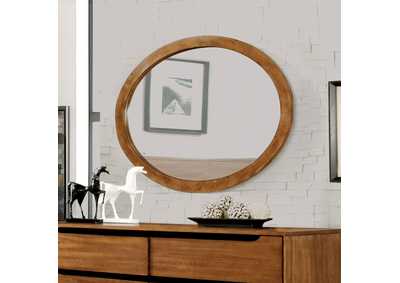 Lennart Oak Dresser w/Oval Mirror,Furniture of America