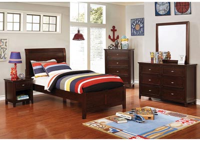 Image for Brogan Brown Twin Sleigh Bed w/Dresser and Mirror