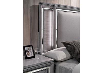 Alanis Light Gray Mirror/LED Trim Eastern King Panel Bed w/Dresser and Mirror,Furniture of America