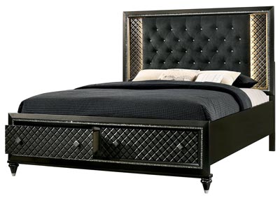 Demetria Black/Metallic Gray LED Queen Storage Bed w/Dresser and Mirror,Furniture of America