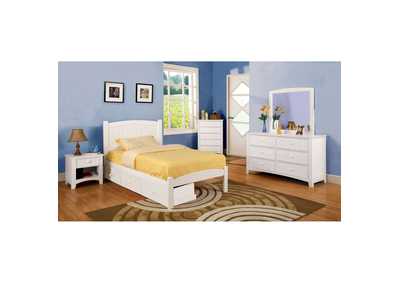 Image for Caren White Twin Platform Bed w/Dresser and Mirror