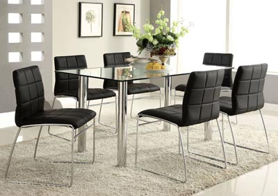 Image for Oahu Chrome Dining Table w/4 Black Side Chair