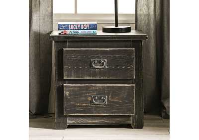 Ampelios Wire-Brushed Black Night Stand