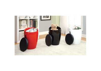 Rolla Black Lacquer Stool w/Padded Seat & Storage,Furniture of America