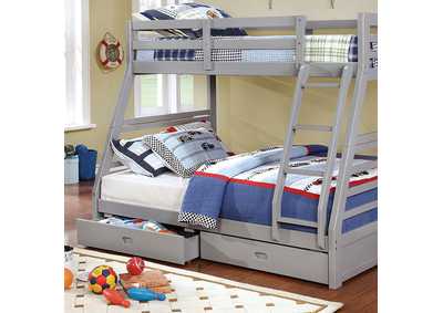 California Twin/Full Bunk Bed, Gray