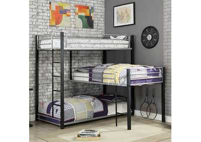 Aubrey Sand Black Twin Triple Decker Bunk Bed,Furniture of America