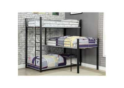 Aubrey Sand Black Twin Triple Decker Bunk Bed,Furniture of America