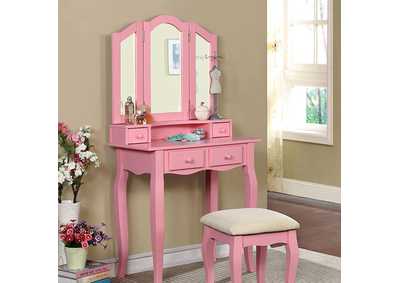 Image for Janelle Pink VANITY W/ STOOL, Pink