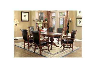 Image for Melina Brown Cherry Game Table w/6 Arm Chair