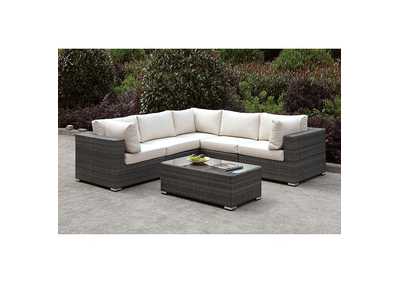 Somani Light Gray L-Sectional + Coffee Table,Furniture of America
