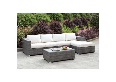 Somani Light Gray L-Sectional W/ RIGHT Chaise + Coffee Table
