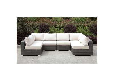 Somani Light Gray U-Sectional,Furniture of America