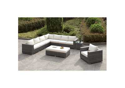 Somani Light Gray L-Sectional + Chair + Ottoman,Furniture of America