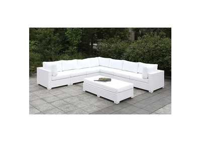 Somani White Large L-Sectional + Bench,Furniture of America