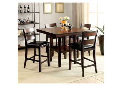 Norah Antique Brown Cherry 5 Piece Counter Height Table Set,Furniture of America