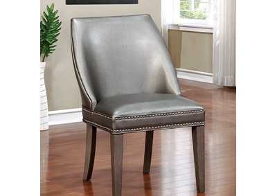 Sturgis Dark Gray Leatherette Wingback Arm Chair (Set of 2),Furniture of America