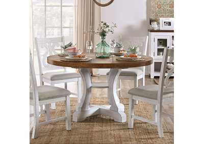 Auletta Distressed White Round Table,Furniture of America