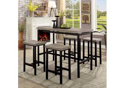 Vilvoorde Gray 5 Piece Counter Height Table Set,Furniture of America