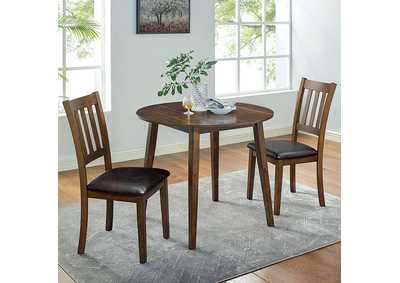 Blackwood Walnut 3 Piece Round Table Set,Furniture of America