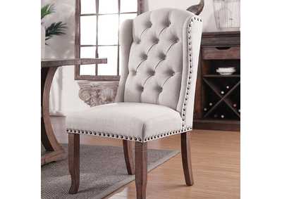 Gianna Rustic Oak Wingback Chair [Set of 2],Furniture of America
