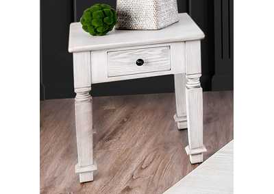 Joliet Antique White End Table,Furniture of America