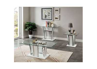 Staten Glossy White End Table,Furniture of America