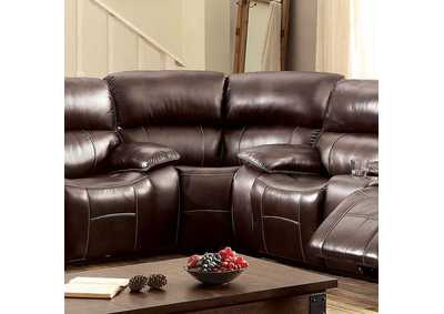 Ruth Brown Top Grain Leather Match Corner Chair,Furniture of America