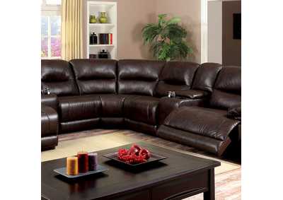 Glasgow Brown Sectional w/ 2 Consoles,Furniture of America