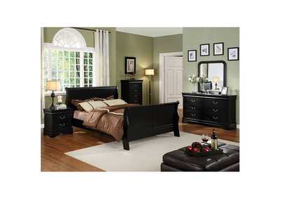 Louis Phillippe II Black Queen Sleigh Bed,Furniture of America