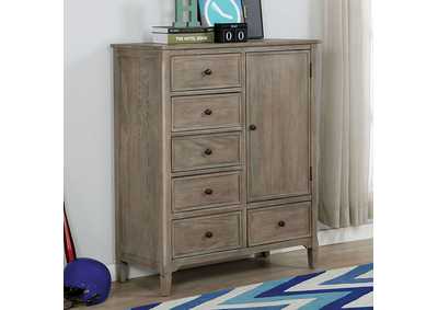 Image for Vevey Wire-Brushed Warm Gray Armoire